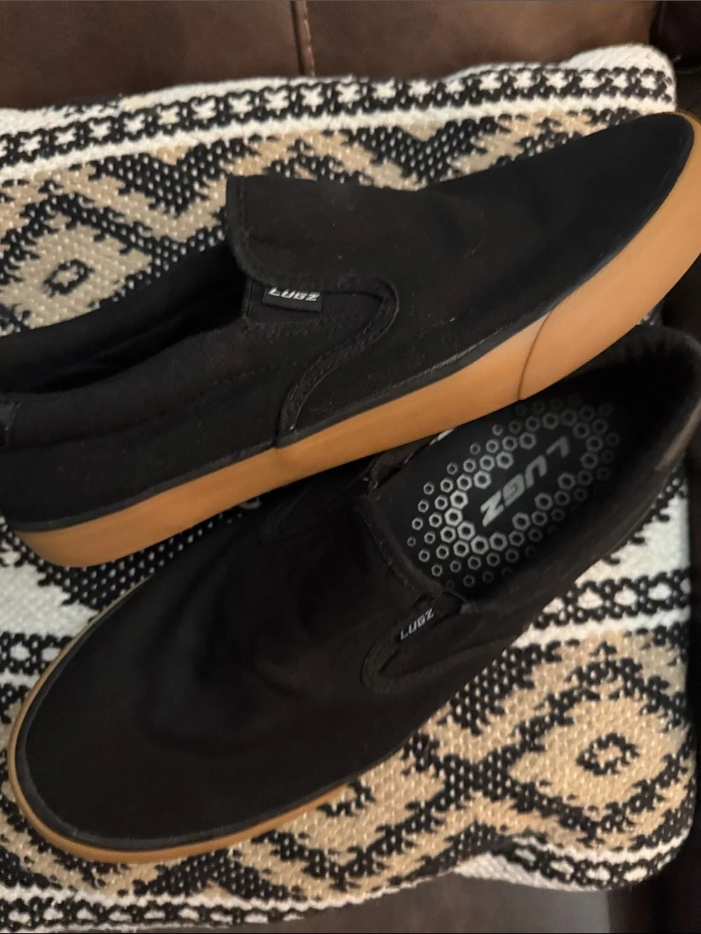 Lugz Men's Black Canvas Slip-On with Gum Outsole